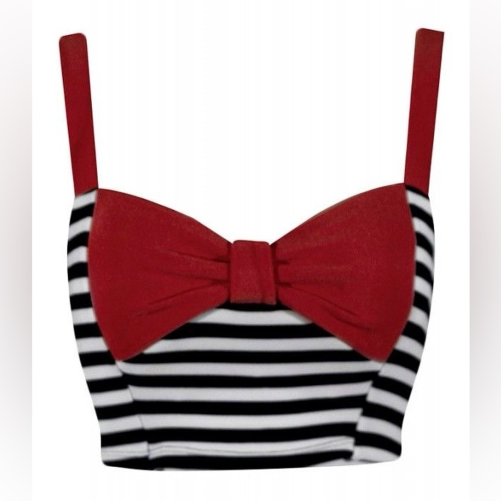 New Pin Me Up Striped Crop Top in Red